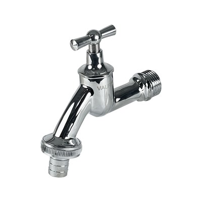 Вентиль латунный водоразборный со штуцером ручка-бабочка декор. VALFEX 3/4" НИКЕЛИРОВАННЫЙ (60/5) К 11169