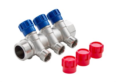 Коллектор с регулирующими вентилями  3/4"х 6 выходов 3/4" под «ЕВРОКОНУС» нар. VALFEX (20/2) К 11204