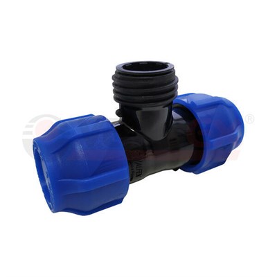 Тройник ПНД компр. переходной с наружной резьбой  20-1/2"-20  (100/25) VALFEX 11383