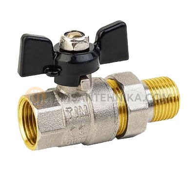 Кран шаровой TIM с американкой НВ 1/2, ручка бабочка DE1231X 10179