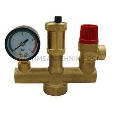 Группа безопасности латунная разборная компактная TIM 1 - 3.0 бар Классик JH1025-3std 10222