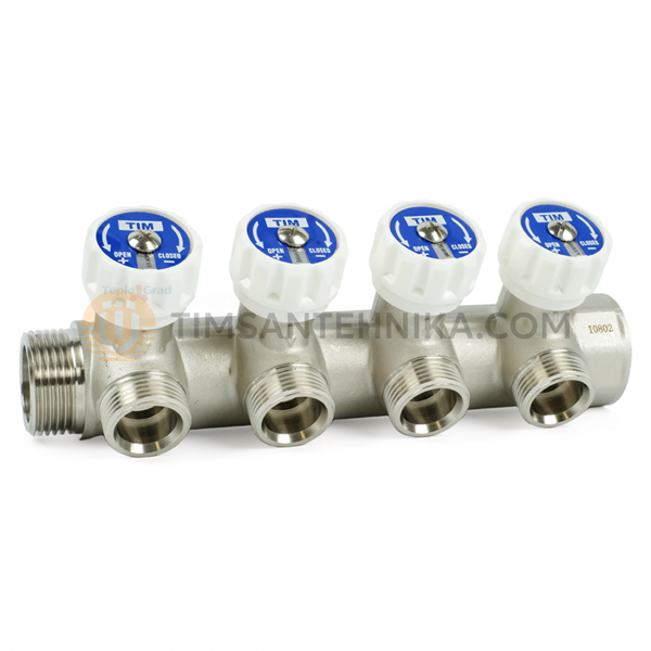 Коллектор с регулирующими вентилями и выходами стандарта Евроконус 1*3/4EK-4выхода MR-04N-4E 10324