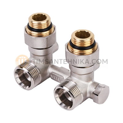 Узел угловой НВ ЕК радиаторный со встроенными кранами и байпасом 1/2"×3/4", RB603.03 10331