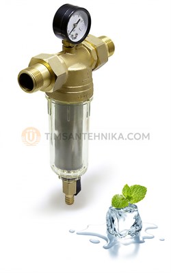 Самопромывной фильтр TIM 1 с манометром и пластиковой колбой JH-3002 10258