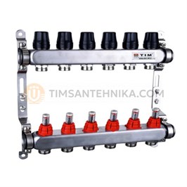 Коллекторный блок из нержавеющей стали с расходомерами,термостатическимиклапанами, дренажными клапанами и авто-воздухоотводчиками ZSc.405.0610S 10275