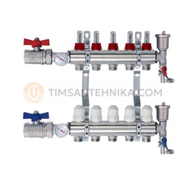 Коллектор для теплых полов с расходомерами TIM 1 - 3/4