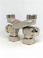 Узел подключения радиатора перекрестие Х-образное с запорными вентилями ;3/4